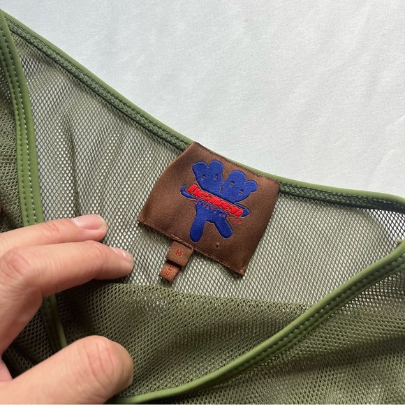 HEAVEN BY MARC JACOBS green knit sheer mesh asymmetrical one shoulder crop tank - Picture 4 of 5